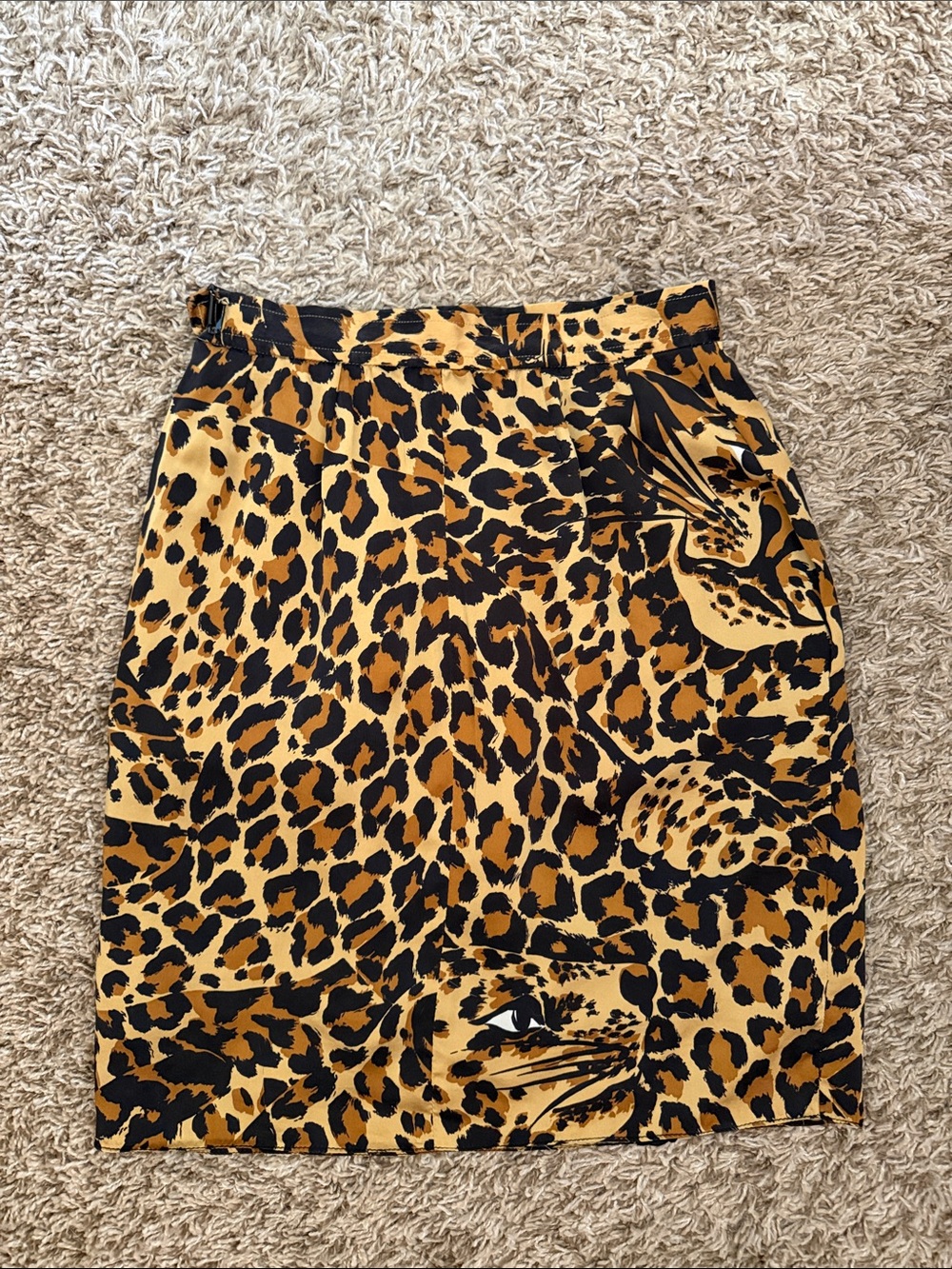 Vintage YSL Rive Gauche Silk Leopard Skirt FR 36 Made France - Picture 10 of 10